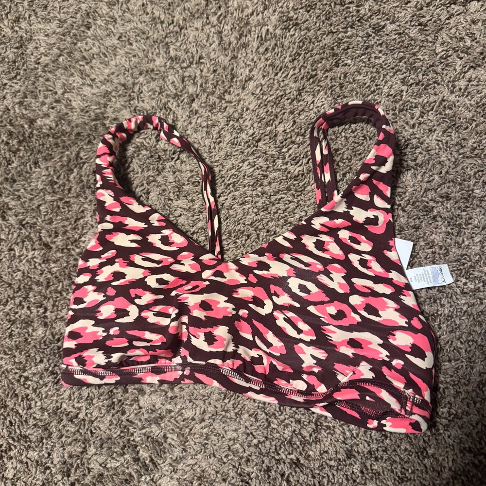 Women's Pink Leopard Print Sports Bra by Aerie